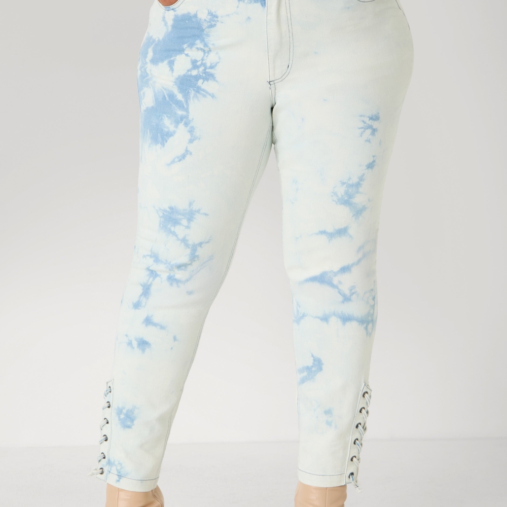 Ashley Stewart Blue Tie-Dye Skinny Jeans